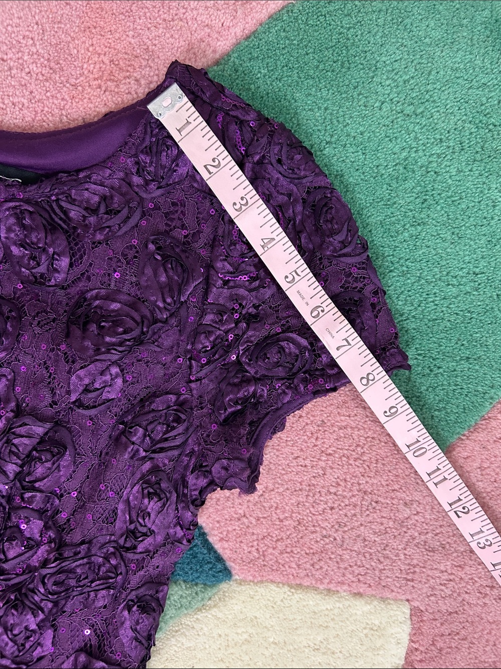 Alex Evenings Rosette Evelyn Lace Purple Dress - Picture 8 of 17